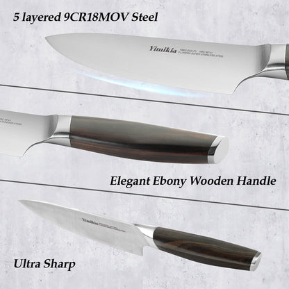 Yimikia 5.5 Inch Utility Knife with Ebony Wood Handle（YM02-03）