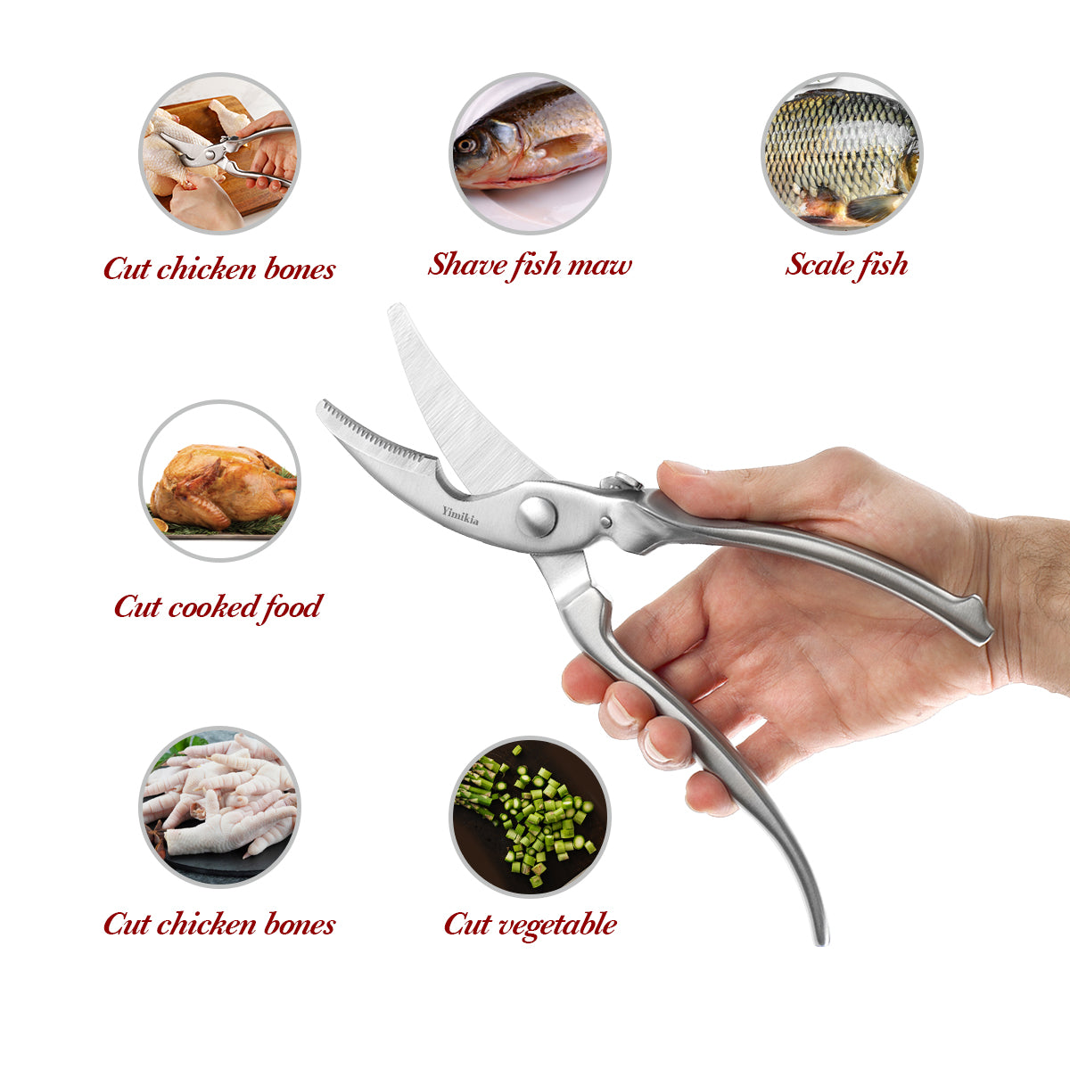 Yimikia Heavy Duty Stainless Steel All Purpose Kitchen Scissors（HCG2101）