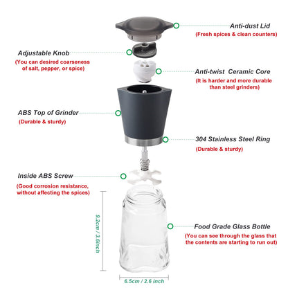 Yimikia Premium Salt and Pepper Grinder Set Of 2（ASZ-01）